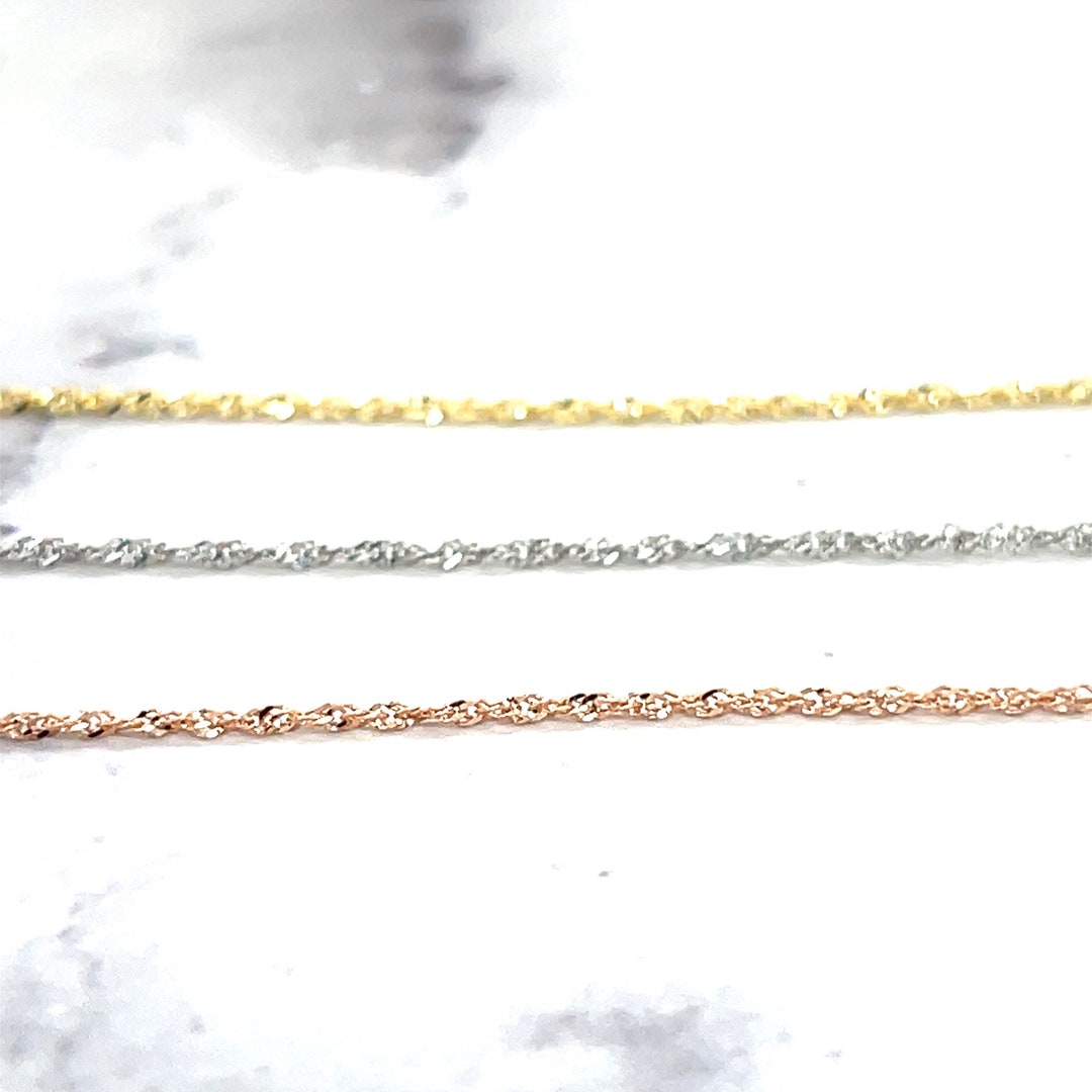 Solid 14K Gold Singapore Chain Necklace (1.1mm), 16"- 24" Inch, Twisted ...
