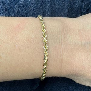 Solid 14K Yellow Gold Royal Rope Bracelet - Diamond Cut Real Gold Jewelry for Women & Unisex (4mm)