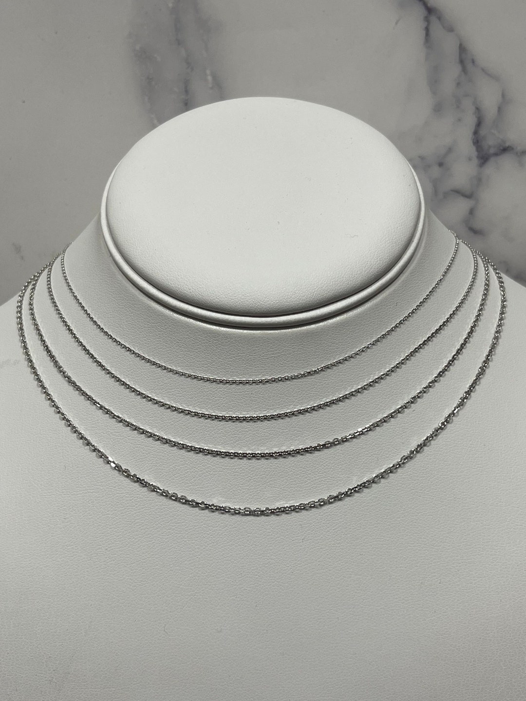 14K White Gold 20 inch Round Open Link Cable with Lobster - Main Image