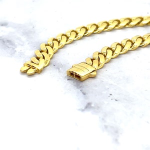 14K Yellow Gold Bracelet, 6.5mm Lite Miami Cuban Link, 8&quot; Fancy Chain for Men & Women, Real Gold Unisex Jewelry