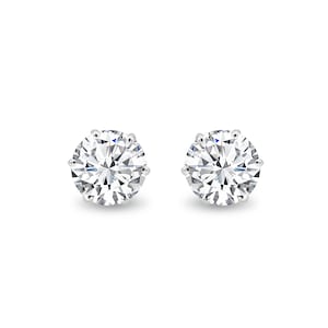 14K White Gold Lab Grown Diamond Stud Earrings 1.00 Carat IGI Certified GH VS 6 Prongs