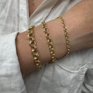 14K Gold Double Link Armband, Gold Bettelarmband, 14K Gelbgold Armband, hochwertiger Goldschmuck, Goldkettenarmband, Hochzeitsgeschenk