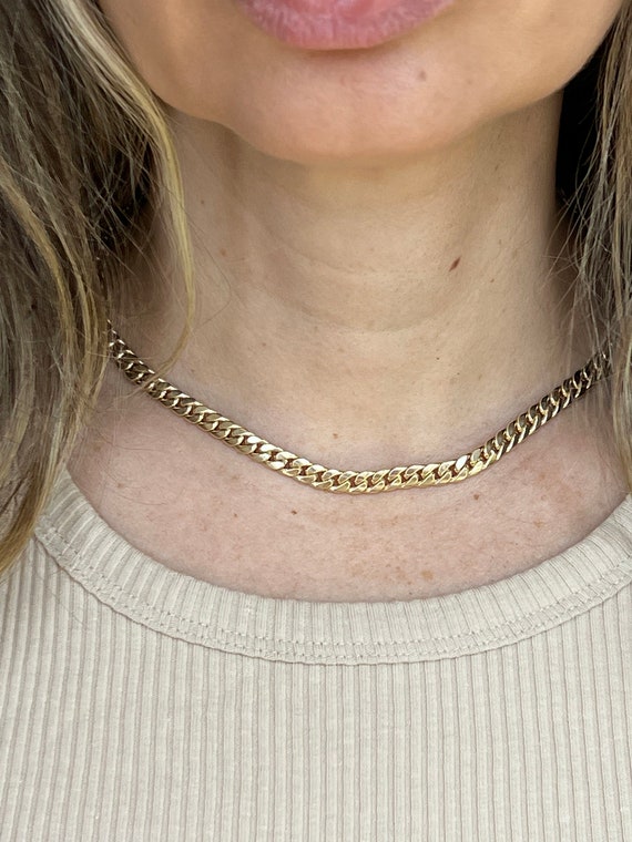 Rope Chain Miami Cuban Female Cuban Necklace 14K Yellow Gold