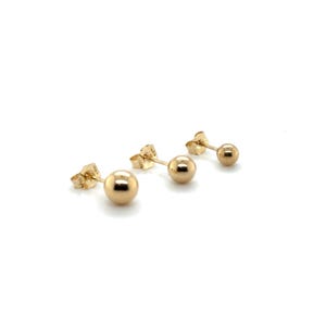 10K Yellow Gold Polished 4mm 5mm 6mm Post Earrings, Ball Stud Earrings, Gold Ball Earring, Real Gold Studs, Women, Unisex, MEGA SALE