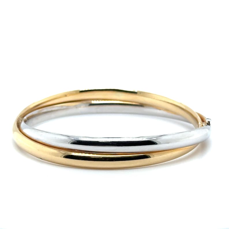 14K Two Tone Gold Double Row crossover Bangle, another angle