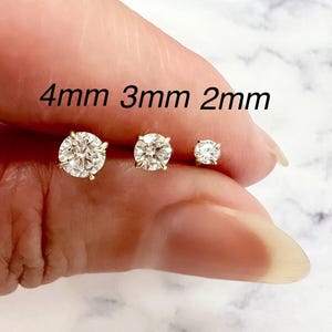 Lab Grown Diamond Earrings, Solid Yellow Gold Studs, Diamond Stud Earrings 14K Gold, Dainty Earrings, Everyday Jewelry, Wife Gift,Tiny Studs