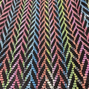 Multicolor Chevrons on black suede; rainbow chevron