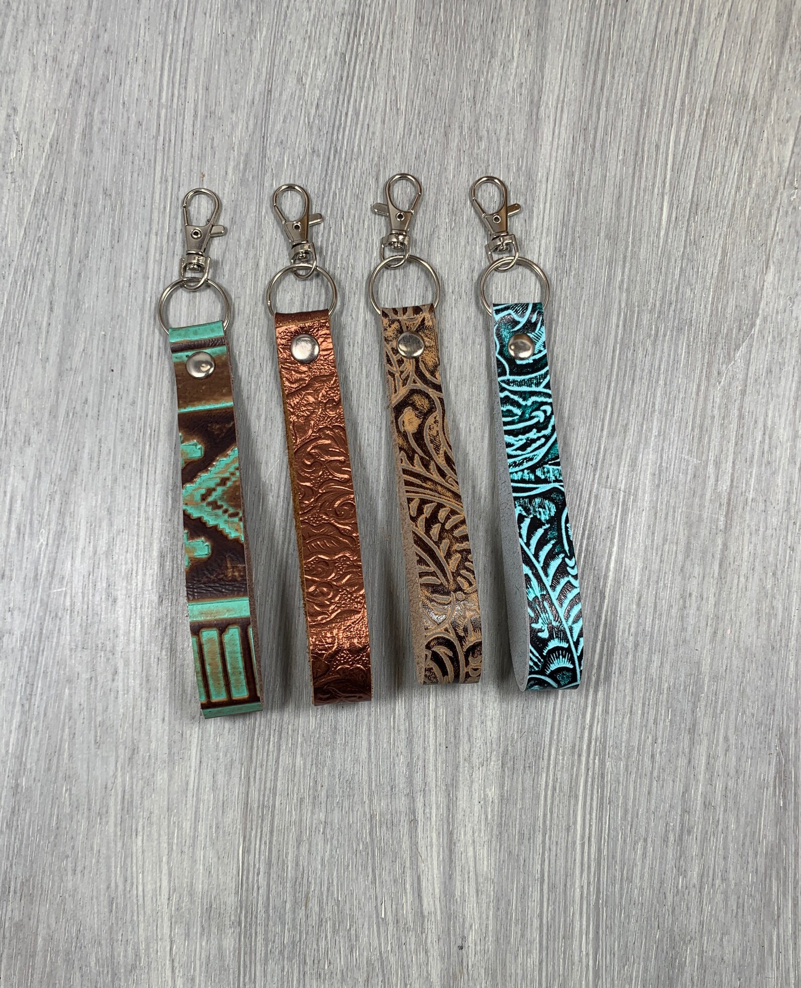 Western keychain leather western wrist tooled keychain Etsy
