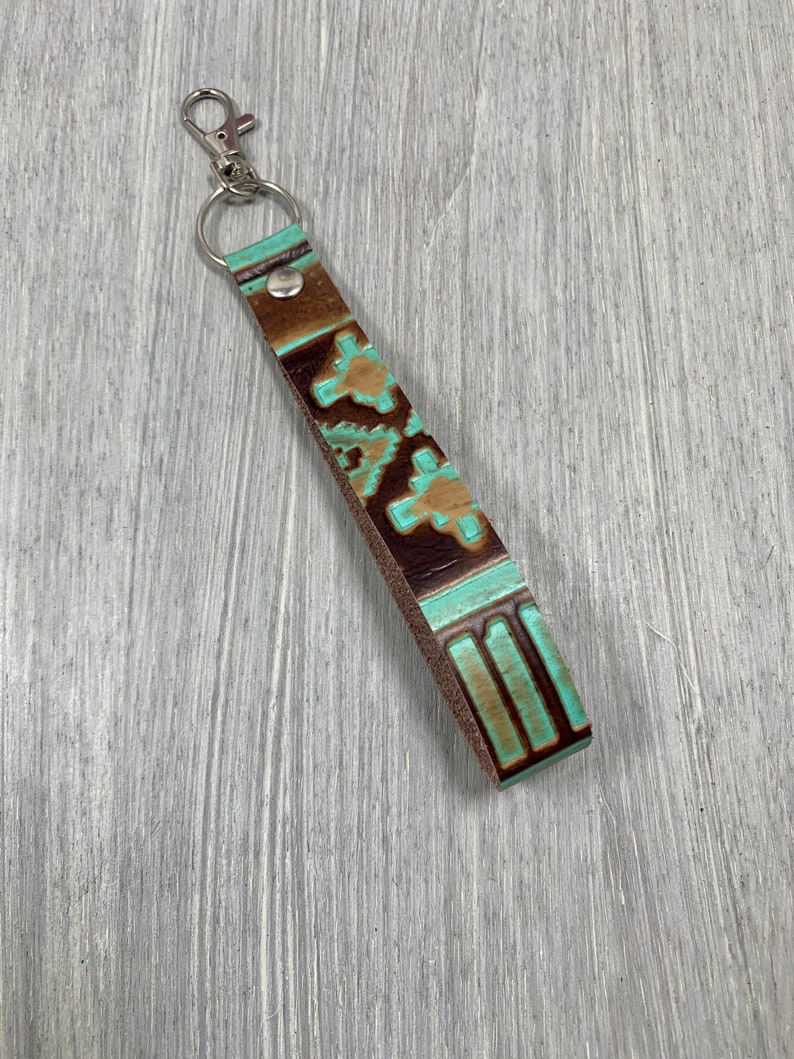 Western keychain leather western wrist tooled keychain Etsy