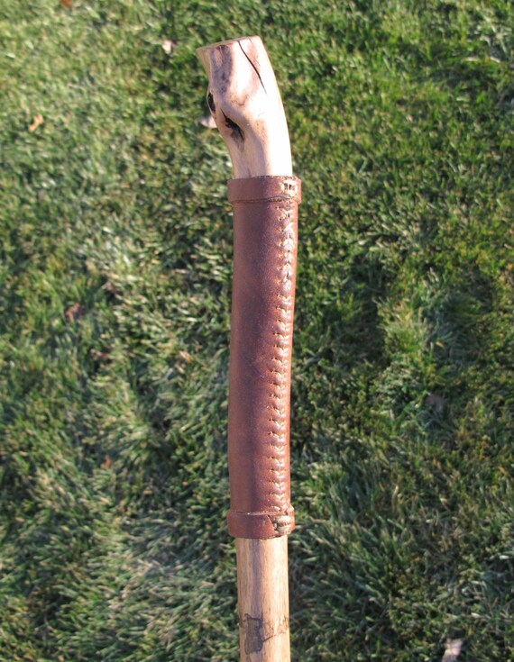 Walking stick 344 Leather hand grip and lots of bug tracking Etsy
