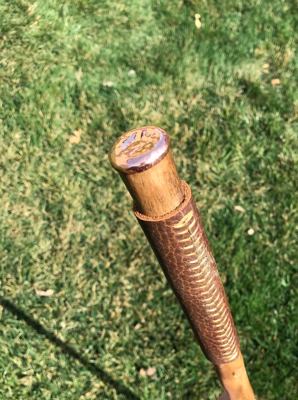 Walking stick 532 Hammered copper top with Bison grip Etsy