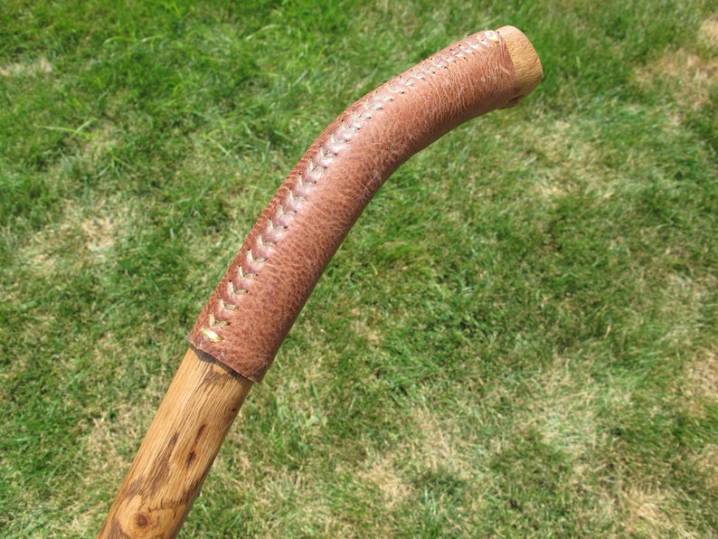 Walking stick 402 Leather grip on Oak | Etsy