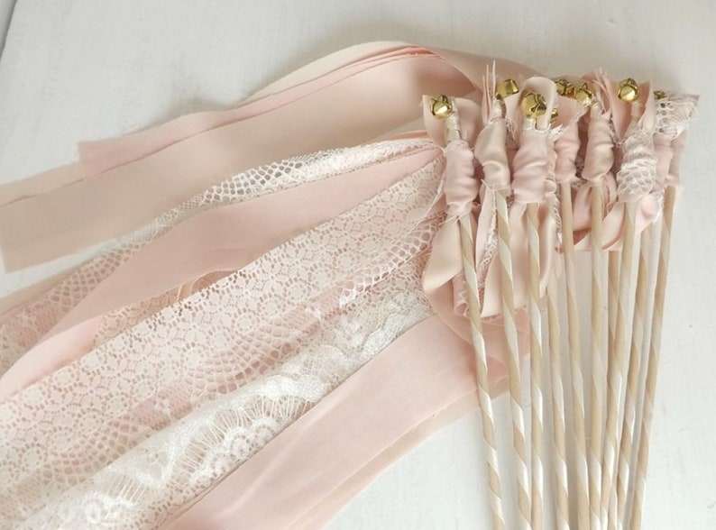 75 Ribbon wands with fabric /& lace wedding send off toss alternative