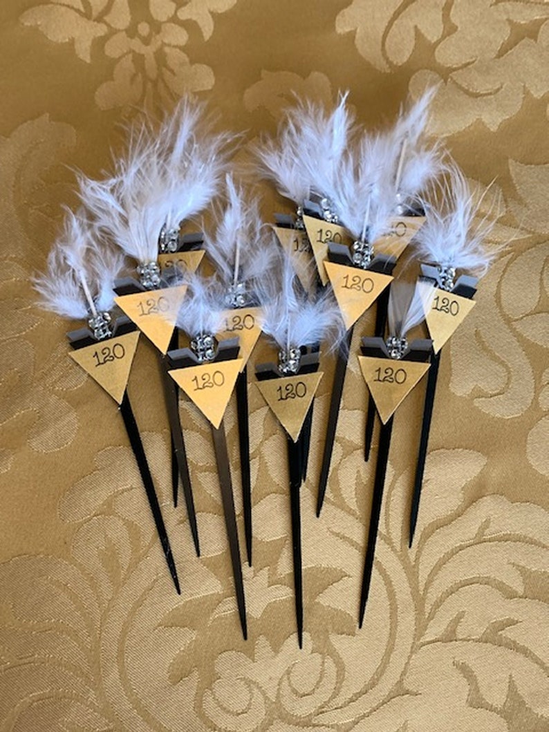 Party food picks, 50 Gatsby wedding cocktail garnish sticks image 1