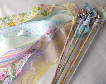 12 Spring fairy wands, birthday party favors, flower girl bouquet alternative