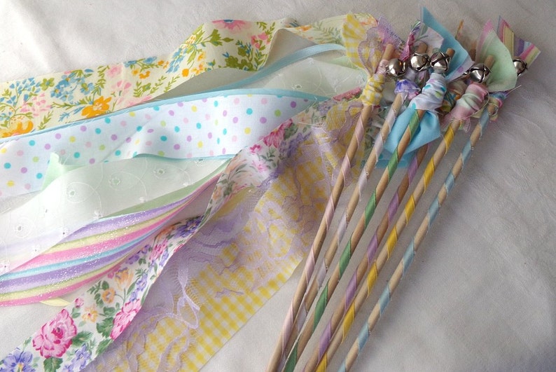 12 Spring fairy wands, birthday party favors, flower girl bouquet alternative image 1