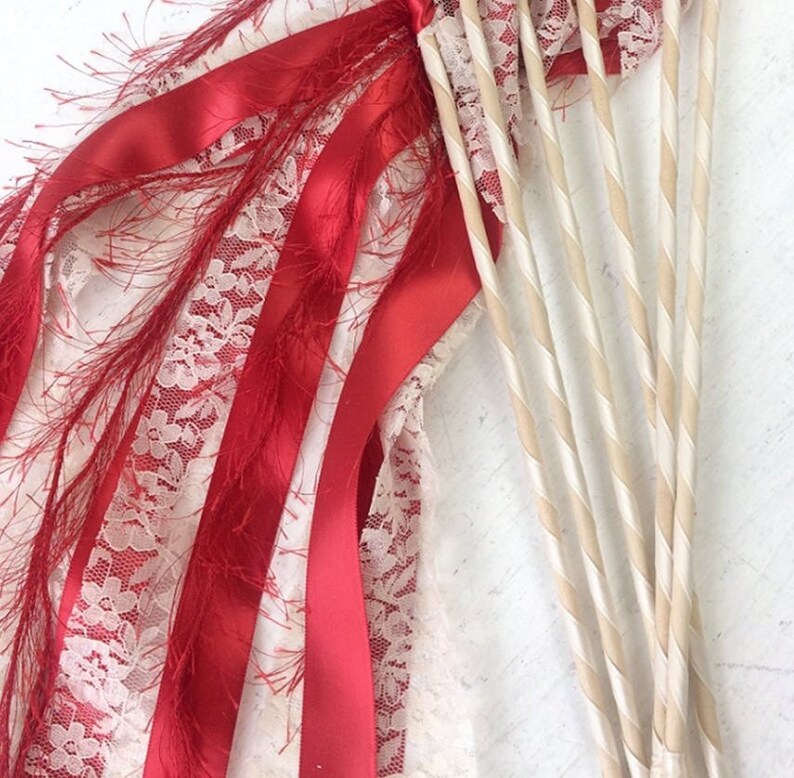 75 Ribbon wedding wands Ribbon Lace Fringe