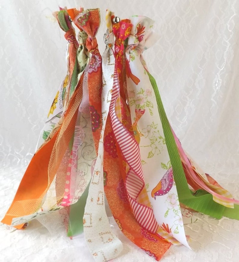 75 Ribbon wands with fabric /& lace wedding send off toss alternative