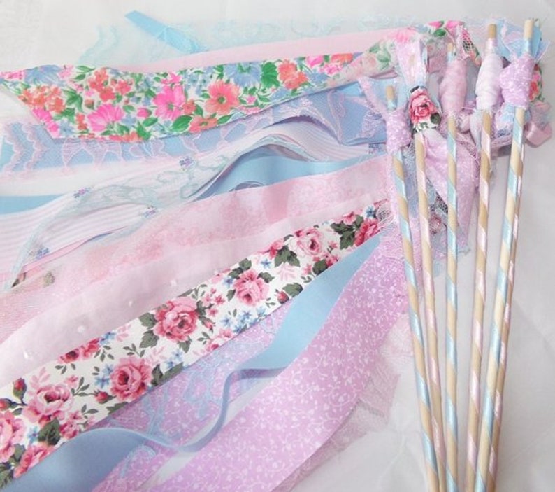 Fairy princess wands, 24 birthday party favors, wedding send off Mix prints & solids