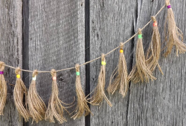 Jute Tassel Garland 3 Ft Tiki Twine Party Banner Beach Etsy
