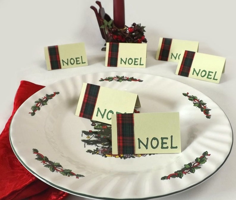 6 Christmas Place Setting Cards NOEL Tent Style Plate Cards Etsy
