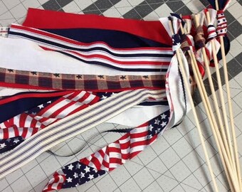 12 Patriotic wands with bells, Labor Day summer party favors