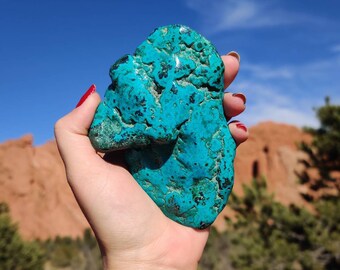 Chrysocolla Malachite Crystal Gem Stone Gemstone Mineral Specimen chakra stone Throat decor meditation energy altar communication Psychic A1