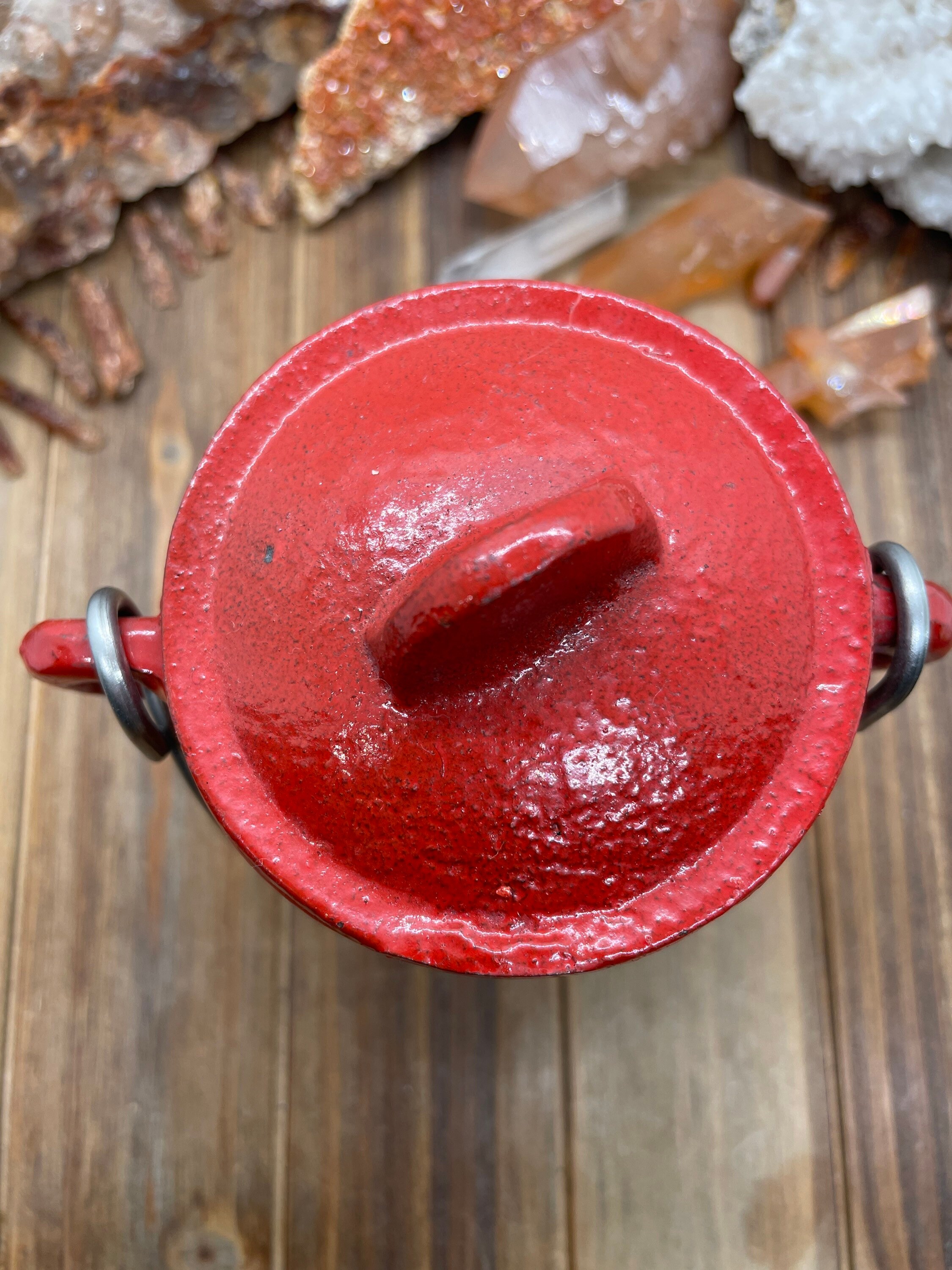 Red Cauldron Cast Iron Small Incense Holder Witchcraft Altar Energy ...