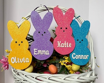 Easter Bunny Peeps Wooden Painted Personalized decorative hanging sign