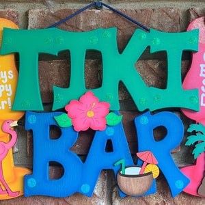 Tiki Bar-Wood Painted Tiki Bar Sign