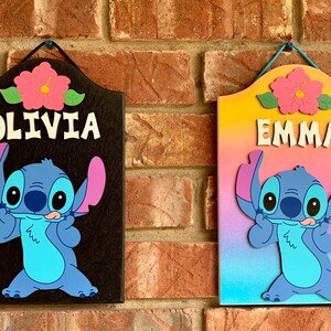 Stitch Personalized Hand painted Wooden decorative Stitch sign Stitch room decor Stitch Personalized gifts Stitch Birthday Party Stitch sign image 5