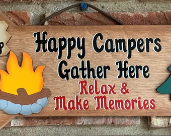 Happy Campers Handmade Wood Sign-Camping