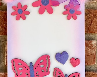 Girls Room Personalized Wooden Painted Butterfly Flowers & Hearts girls room sign Personalized girls room  Personalized Nursery Room sign