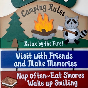 Camping Sign personalized camping rules wooden painted Camping Sign