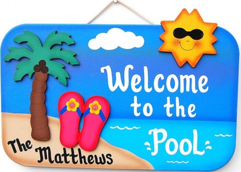 Personalized Outdoor Pool Sign Beach Tropical Pool Etsy