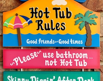 Outdoor Hot Tub Sign - Funny Wooden Sign