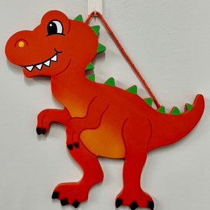Dinosaur Kids room wooden painted personalized T Rex sign image 2