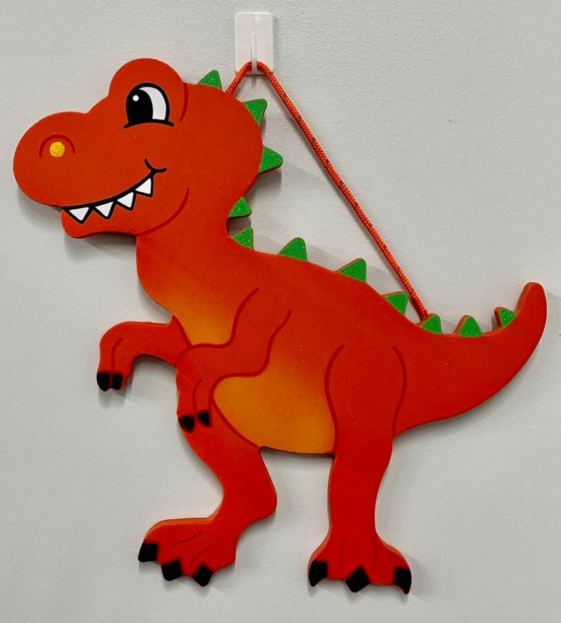 Dinosaur Kids room wooden painted personalized T Rex sign image 2