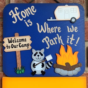 Outdoor Personalized Camping Sign RV Sign Home is where we park it image 2