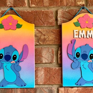 Stitch Personalized Hand painted Wooden decorative Stitch sign Stitch room decor Stitch Personalized gifts Stitch Birthday Party Stitch sign image 6