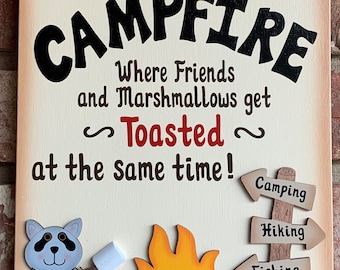 Personalized Funny Sign-Campfire-Backyard-Where Friends and Marshmallows Get Toasted at the Same Time