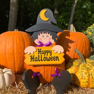 Witch Pumpkin Poke decor Happy Halloween Friendly Witch