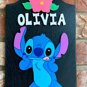 Stitch Personalized Hand painted Wooden decorative Stitch sign Stitch room decor Stitch Personalized gifts Stitch Birthday Party Stitch sign image 2