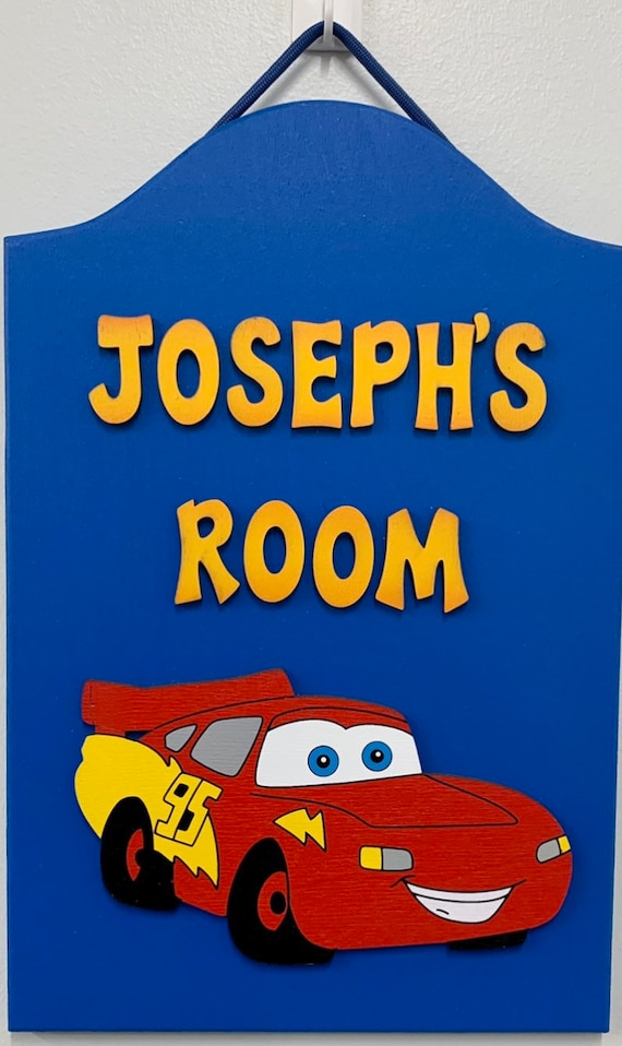 Lightning Mcqueen Cars Personalized Wooden Painted Sign Cars Kids