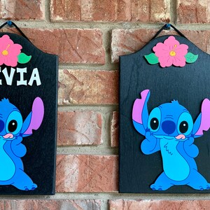 Stitch Personalized Hand painted Wooden decorative Stitch sign Stitch room decor Stitch Personalized gifts Stitch Birthday Party Stitch sign image 4