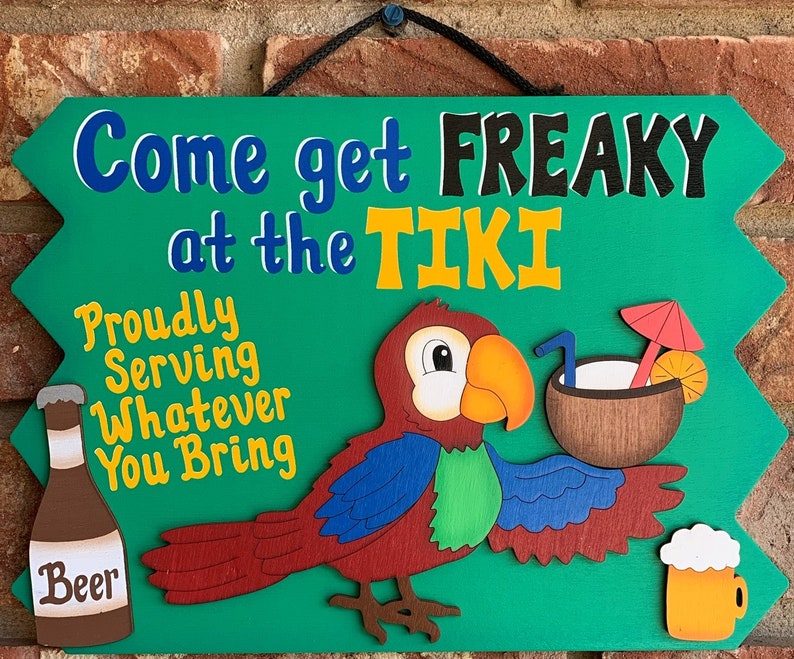 Tiki Bar wooden painted sign Freaky Tiki image 1