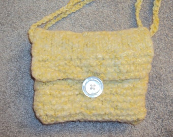 Yellow Hand Felted Chunky Yarn Small Messenger bag - SALE