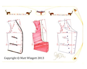 1908 Gents Vest Sewing Patterns, No Collar & Mess Vest (PDF Pattern)