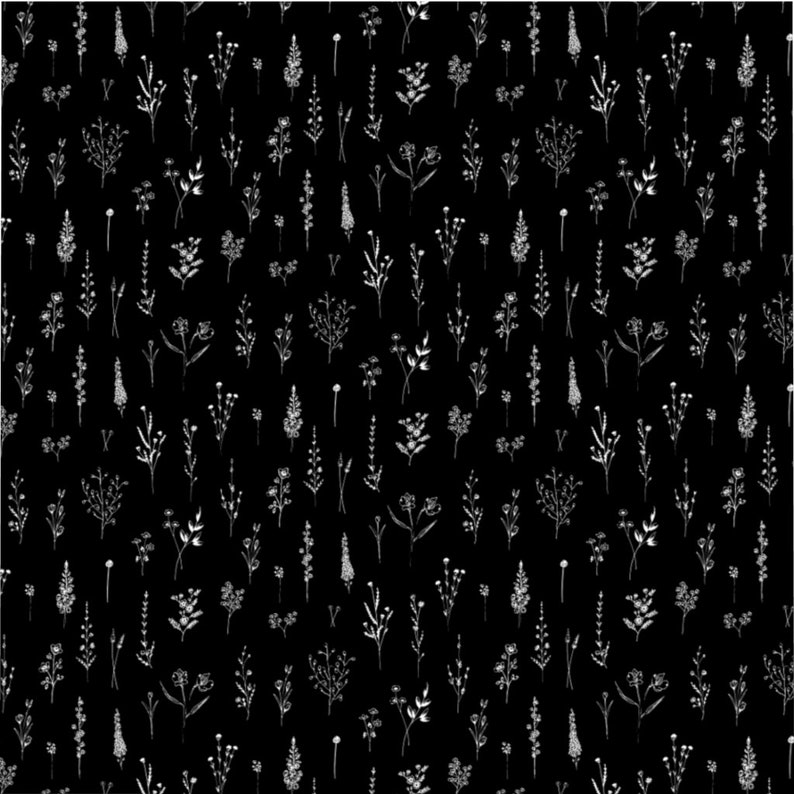 Black Wildflowers Duvet Cover Queen Twin Floral Pattern Pillowcase Fabric Bedding Botanical illustration Minimal Line Art Bedroom Home Decor image 2