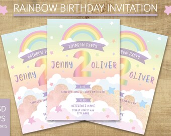 Rainbow Birthday invitation
